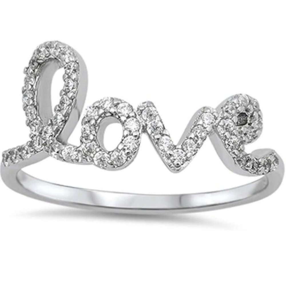 Sterling Silver Romantic Cubic Zirconia Love Ring